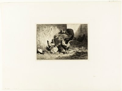 Galo e galinhas de Charles Emile Jacque