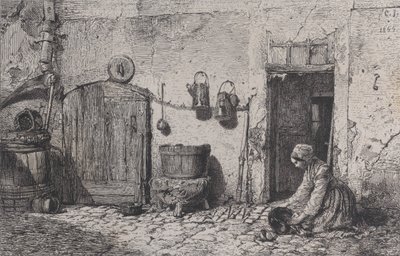 Mulher esfregando, 1844. de Charles Emile Jacque