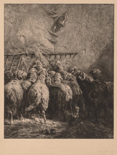 Recinto de ovelhas em Béarn de Charles Emile Jacque