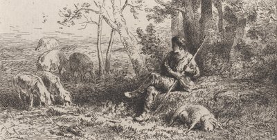 Pequeno rebanho de porcos, 1864. de Charles Emile Jacque