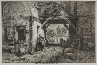 O pátio da fazenda. de Charles Emile Jacque