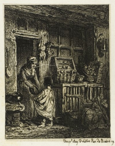 O mercador de frutas e a criança de Charles Emile Jacque