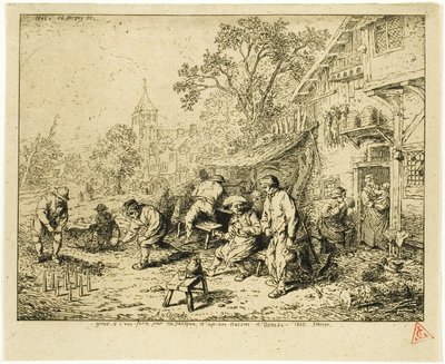 Os jogadores de nove pinos de Charles Emile Jacque