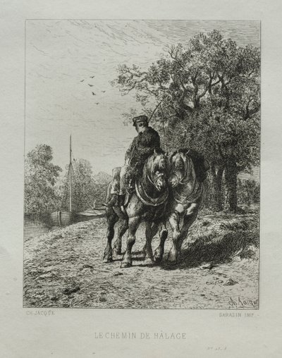O caminho do reboque. de Charles Emile Jacque