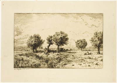 Salgueiros em uma paisagem de Charles Emile Jacque