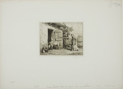 Mulher trazendo seus porcos de volta para casa de Charles Emile Jacque
