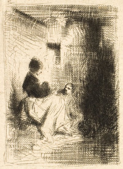 Mulher e seus filhos de Charles Emile Jacque