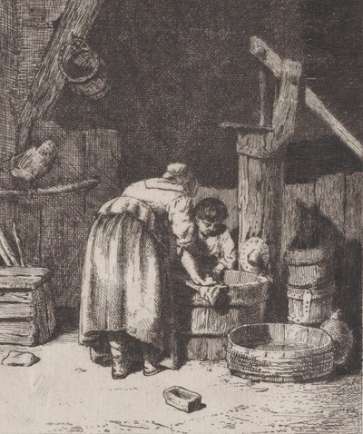 Lavagem das Mulheres, c. 1845-50. de Charles Emile Jacque