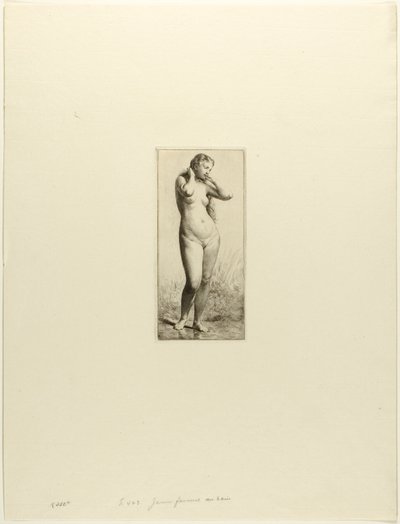 Mulher jovem tomando banho de Charles Emile Jacque
