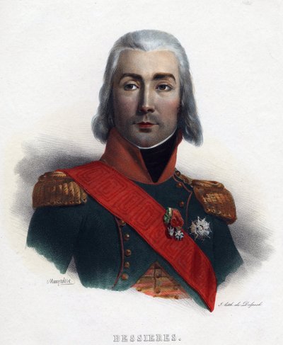 Retrato de Jean Baptiste (Jean-Baptiste) Bessieres (1768-1813), Marechal da França - Mauraisse, Charles Emile (1799-1852) - 1835 - Litografia, aquarela - 32x24 - Coleção Particular de Charles Emile Mauraisse