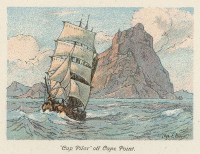 África do Sul: "Cap Pilar" ao largo de Cape Point (litografia a cores) de Charles Ernest Peers