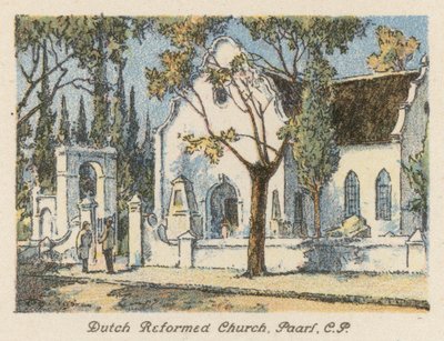África do Sul: Igreja Reformada Holandesa, Paarl, CP (litografia a cores) de Charles Ernest Peers