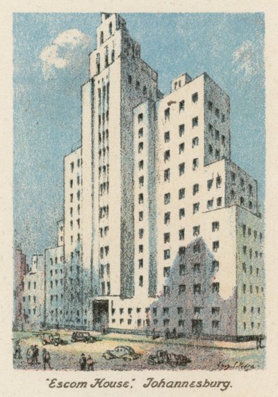 África do Sul: "Escom House", Joanesburgo (litografia a cores) de Charles Ernest Peers