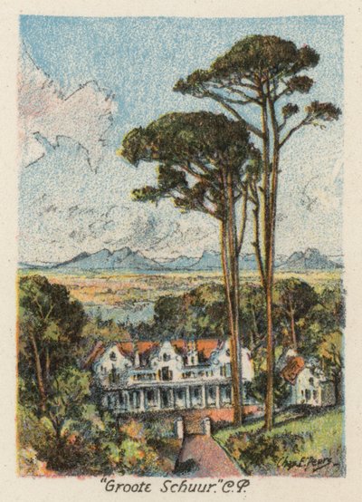 África do Sul: "Groote Schuur", CP (litografia a cores) de Charles Ernest Peers
