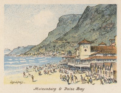 África do Sul: Muizenberg e False Bay (litografia a cores) de Charles Ernest Peers