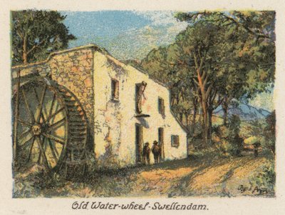 África do Sul: Old Water-wheel, Swellendam (litografia a cores) de Charles Ernest Peers
