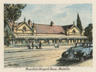 África do Sul: Casa do Presidente Kruger, Pretória (litografia a cores) de Charles Ernest Peers