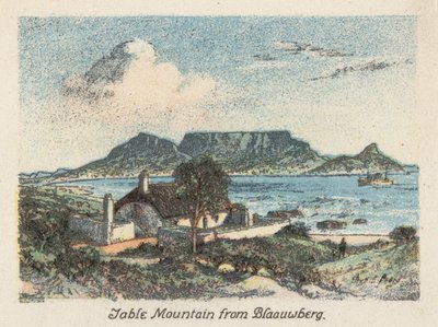 África do Sul: Table Mountain a partir de Blaauwberg (litografia a cores) de Charles Ernest Peers