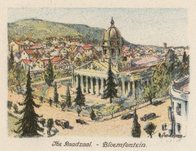 África do Sul: The Raadzaal, Bloemfontein (litografia a cores) de Charles Ernest Peers