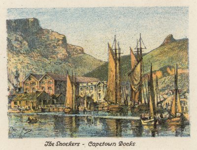 África do Sul: Os Snoekers, Docas de Capetown (litografia a cores) de Charles Ernest Peers