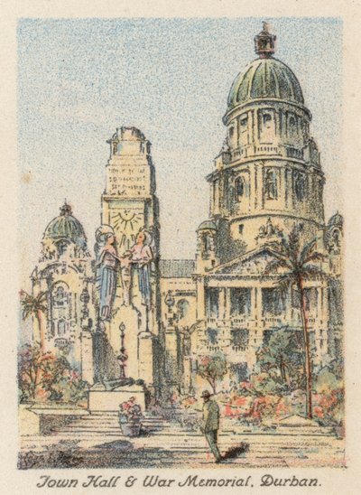 África do Sul: Câmara Municipal e Memorial de Guerra, Durban (litografia a cores) de Charles Ernest Peers
