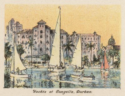 África do Sul: Iates em Congella, Durban (litografia a cores) de Charles Ernest Peers
