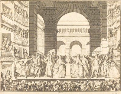 Couronnement de Voltaire (A Coroação de Voltaire) de Charles Etienne Gaucher after Jean Michel Moreau