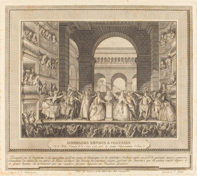 Coroação de Voltaire (A Coroação de Voltaire) de Charles Etienne Gaucher after Jean Michel Moreau