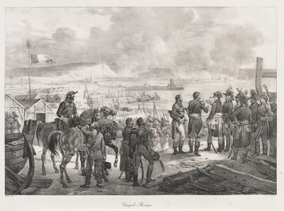 Acampamento em Boulogne, início do século XIX (litho) de Charles Etienne Pierre Motte