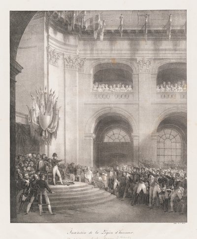 Formação da Legião de Honra, início do 19
século (litho) de Charles Etienne Pierre Motte