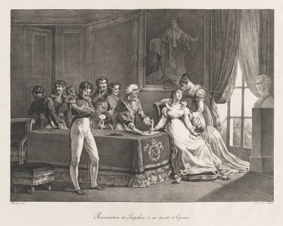 Josephine Renunciando aos seus direitos, cedo
Século XIX (Litho) de Charles Etienne Pierre Motte