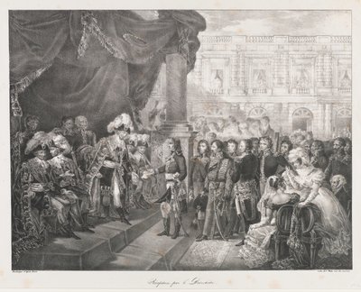 Recepção pelo Directoire, início do dia 19
século (litho) de Charles Etienne Pierre Motte