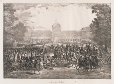 Revisão das Tuileries, início do século XIX (litho) de Charles Etienne Pierre Motte