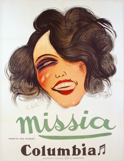 Cartaz da Columbia Records que anuncia a cantora francesa, Missia, c.1935 de Charles Felix Gir