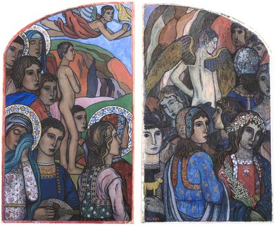O Juízo Final (guache, prata e ouro sobre papelão) de Charles Filiger