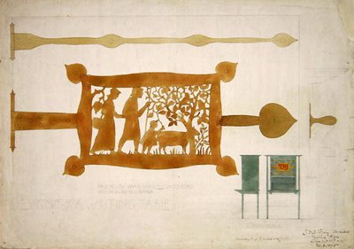 Design para uma dobradiça de escrivaninha de latão de Charles Francis Annesley Voysey