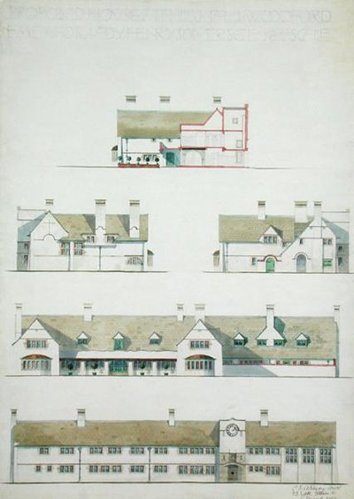 Proposta de casa em Higham Woodford, Essex para Lady Henry Somerset de Charles Francis Annesley Voysey