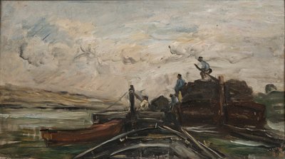 Barcaças em um rio, c.1865 de Charles Francois Daubigny