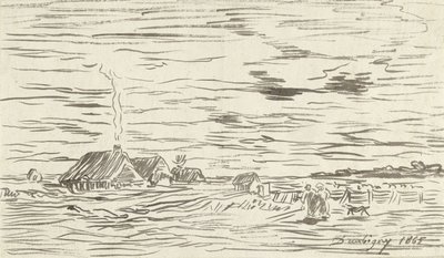 Casas agrícolas em terrenos planos de Charles Francois Daubigny