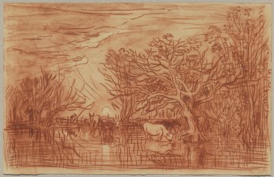 Vacas em um bebedouro, c.1863 de Charles Francois Daubigny