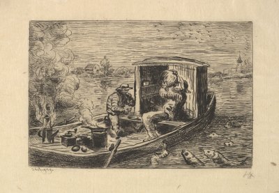 Devorando uma refeição, 1861. de Charles Francois Daubigny