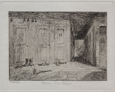Interior de uma pousada de Charles Francois Daubigny