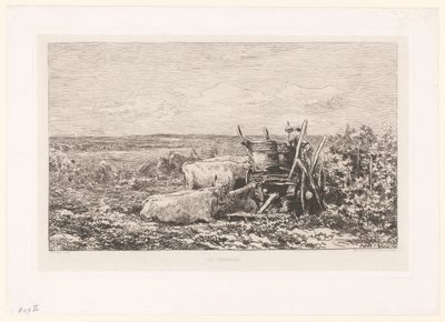 Paisagem com gado em repouso entre as vinhas
Les vendanges. (título sobre o objecto) de Charles Francois Daubigny