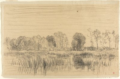 Pântano e ecrã de árvores de Charles Francois Daubigny