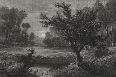 Nascer da lua no vale de Andilly, 1845. de Charles Francois Daubigny