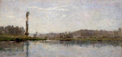 Manhã no Oise, Auvers (óleo sobre cartão) de Charles Francois Daubigny