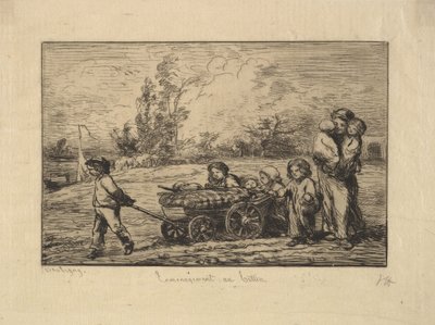 Movendo-se para o barco, 1861. de Charles Francois Daubigny
