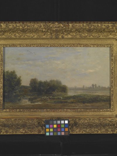 Sobre o Oise (óleo sobre madeira) de Charles Francois Daubigny