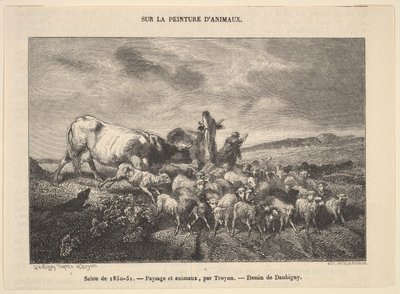 Salão de 1850-51, Paisagem e Animais, por Troyon, 1850-51. de Charles Francois Daubigny