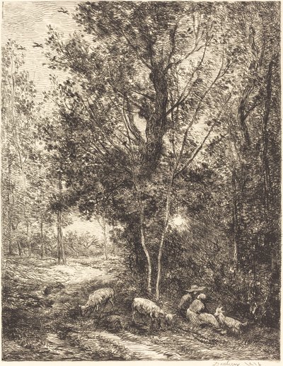 Pastor e Pastora (Le Berger et la bergere) de Charles Francois Daubigny
